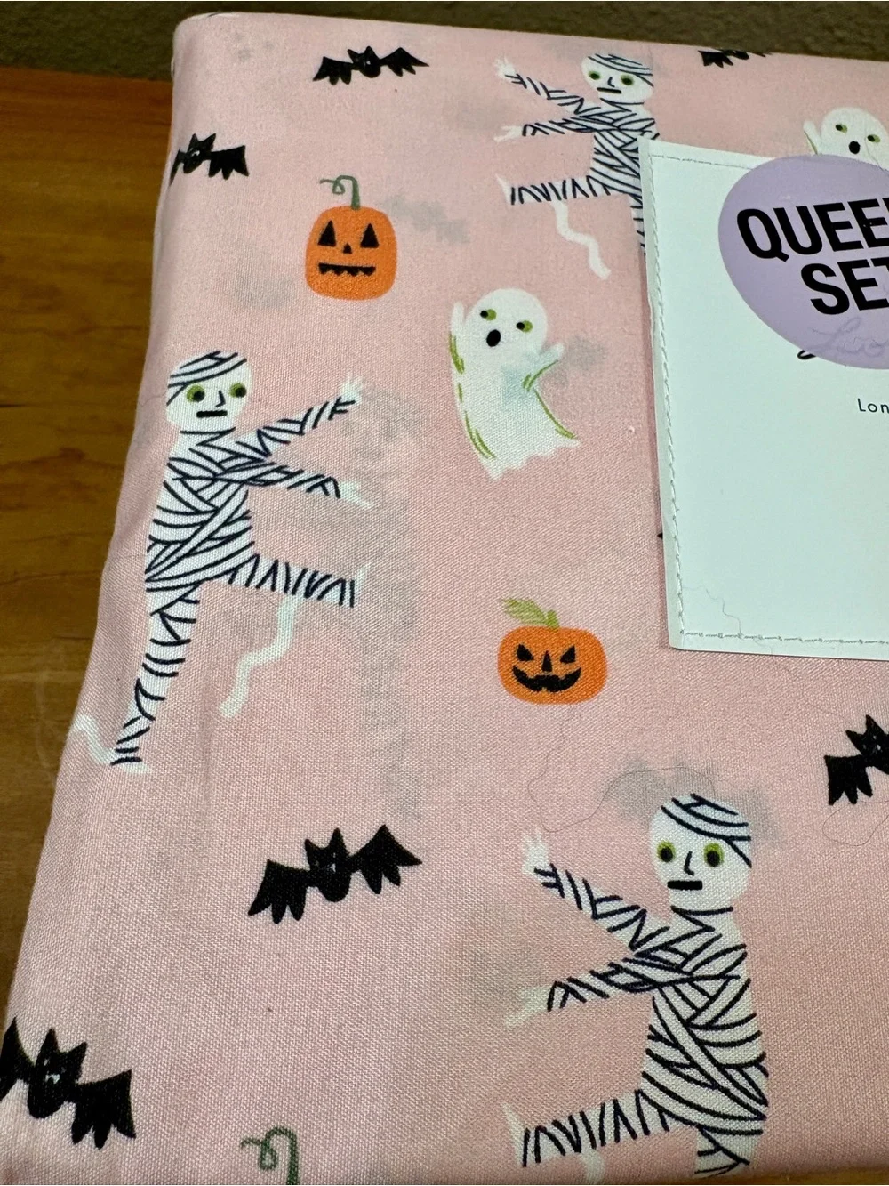 London Kaye Halloween Pink Playful Ghost Bat & Pumpkin Queen 4-Pc Sheet Set, NEW